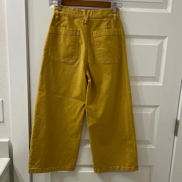 J. Crew Mustard Yellow Cropped Wide-Leg Pants - Picture 2 of 6